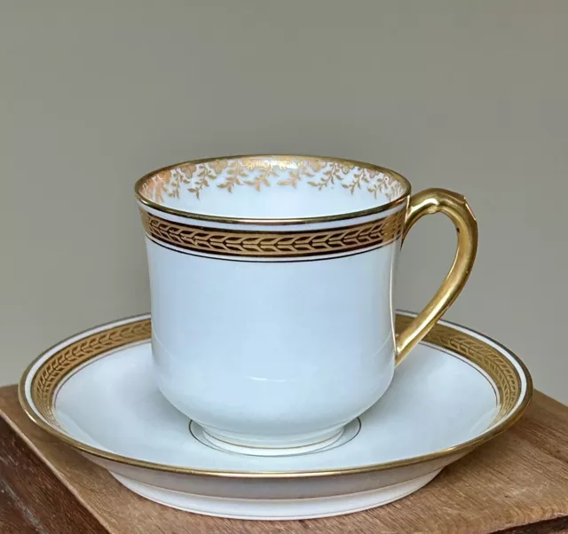 6 - Haviland Limoges France Hand Painted Gold Demitasse Cup & Saucer 1894-1931