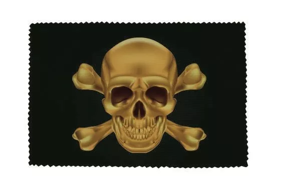 Glasreinigungstuch Brillenputztuch Fahne Flagge Pirat Totenkopf gold