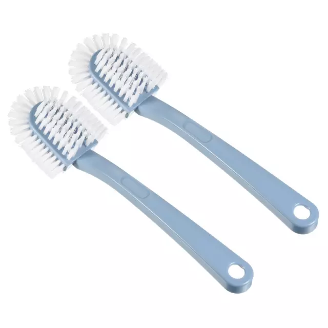 9" Shoes Cleaning Brush PP Bristle Multi-sided Scrubber with Handle 2pcs, Blue