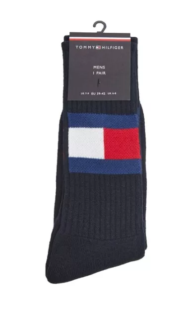 TOMMY HILFIGER Mens 481985001 Big Flag 1 PAIR Navy Blue Socks | UK 6-8 EU 39/42