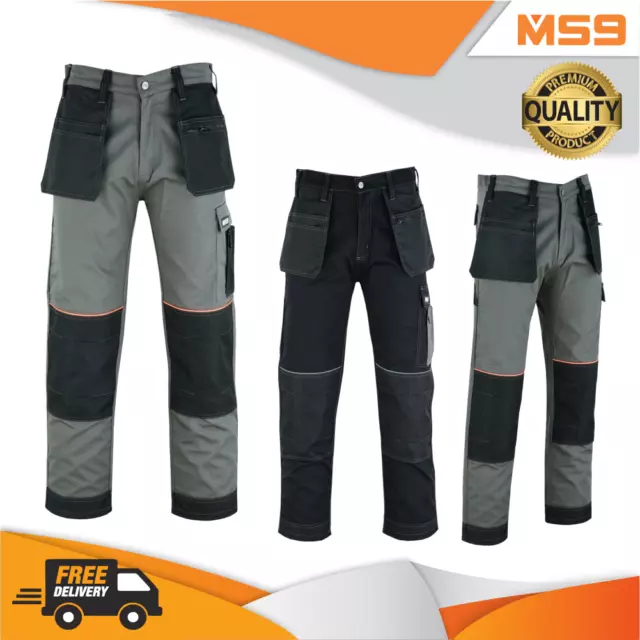 MS9 MENS CARGO Combat Work Trousers Pants Jeans Multi Pockets S5