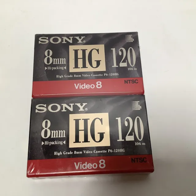 2 Cinta de cámara Sony HG 120 min 8mm P6-120HG nueva sellada video de alto grado 8