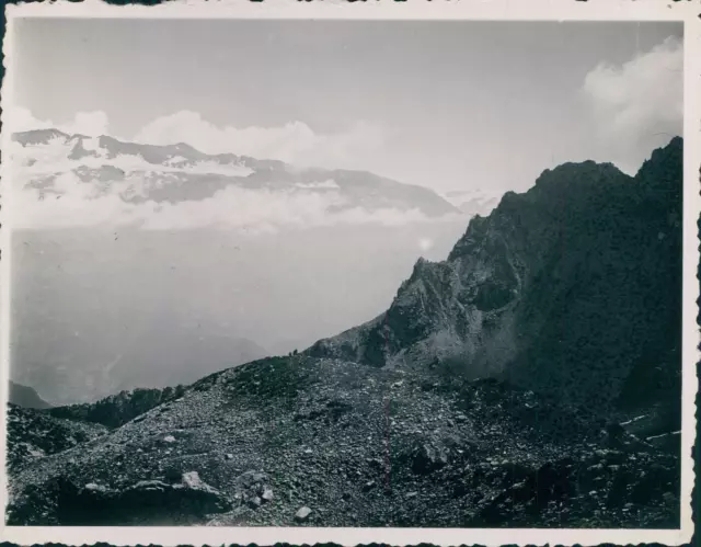France, Alpes d Huez, vue des sommets, 1937, Vintage silver print vintage silver
