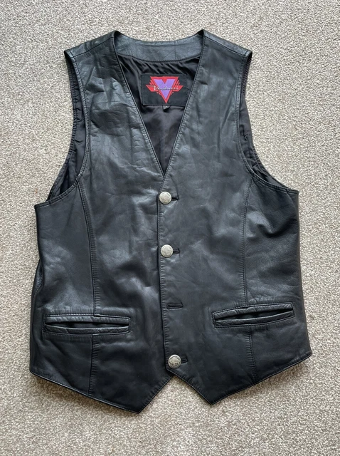 Gilet vintage in pelle Verducci, taglia small, bottone mancante