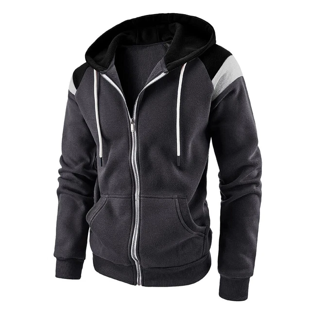Mens Athletic Warm Soft Sherpa Lined Fleece Zip Up Sweater Jacket Hoodie    .