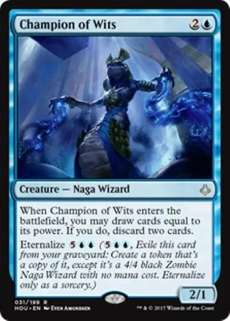 CHAMPION OF WITS Hour of Devastation MTG Blue Creature — Naga Wizard Rare
