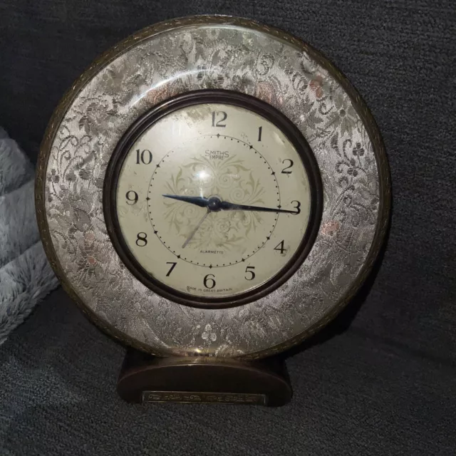 vintage Smiths alarmette mechanical alarm clock collectable rare cloth surround