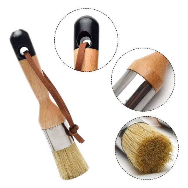 3Pack Chalk and Wax Paint Brushes Bristle Stencil Brushes for Wood
