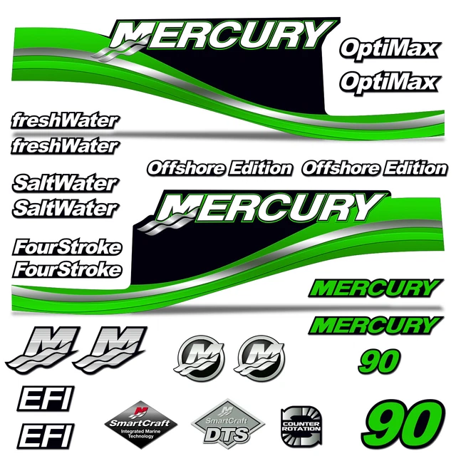 XRmarine Décalques pour moteur hors-bord Mercury 90 hp quatre temps EFI