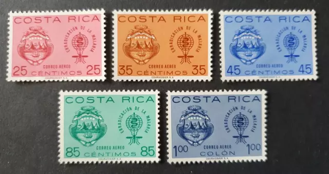 1963 Costa Rica Latin America Set Malaria Eradication Airmail Vf Mnh