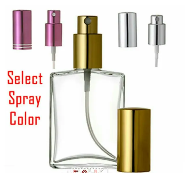 Refillable Perfume Spray Glass Atomizer Empty Bottle Flat Shape 1oz ,2oz & 3.4oz