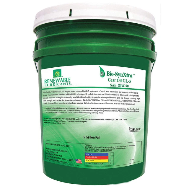 RENEWABLE LUBRICANTS 82134 Bio-Based High Temperature Oil,5 Gal