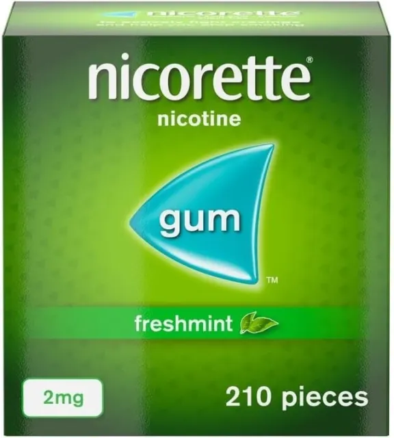 Nicorette Freshmint 2 mg Nikotinkaugummi, 210 Stück (Raucherentwöhnungshilfe)