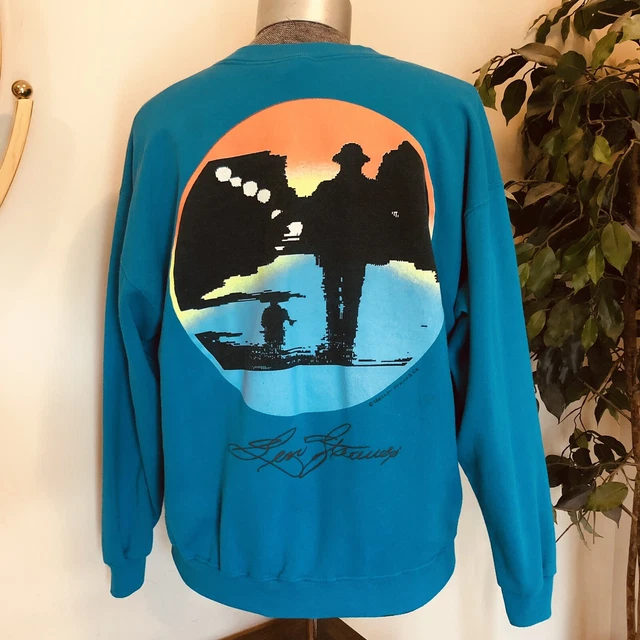 Levis Mens XL Sweatshirt Street Fleece Blue Graphic Print Crewneck Vintage 1989