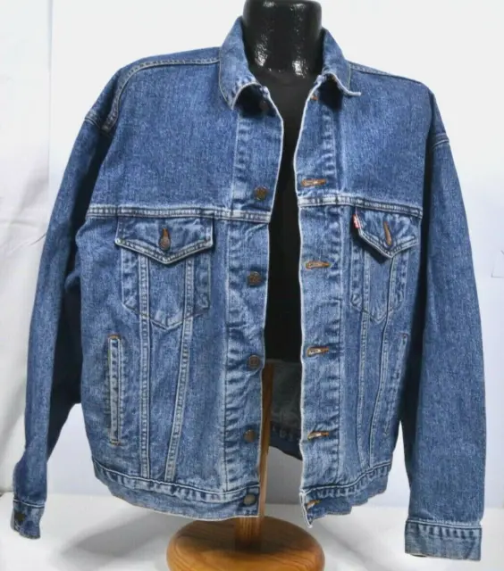 Vintage Levi's Jean Jacket Men Large Blue Denim Stonewash Trucker Button Uruguay