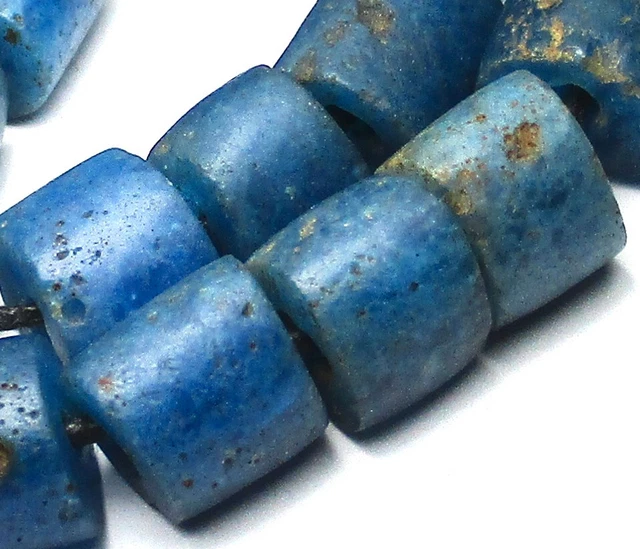 19 Rare Amazing Old Well Worn Graduated Aqua Venetian Diskantique Beads