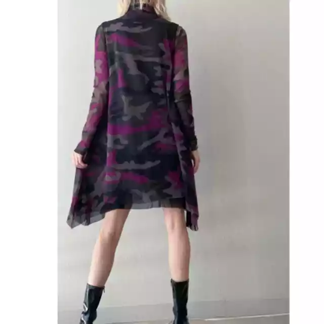 Jean Paul Gaultier Dress Purple Camouflage High Low Turtleneck 2
