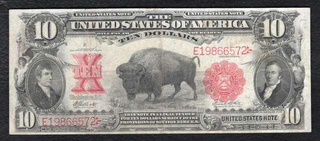Fr. 121 1901 $10 Ten Dollars “Bison” Legal Tender United States Note Very Fine+