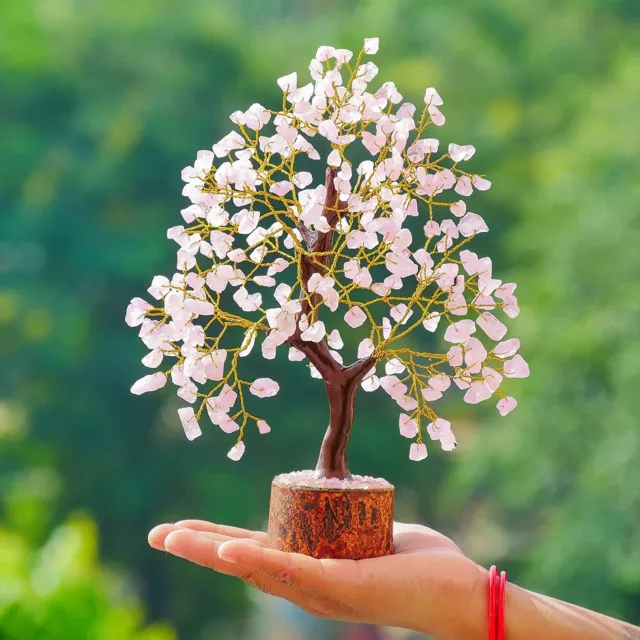 Rose Quartz Crystal Tree , Handmade Gemstones Tree Healing Healing Reiki New Age