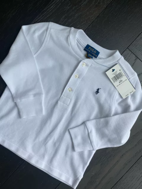 NWT Polo Ralph Lauren 2T Toddler Boy Classic White Long Sleeve Top Shirt