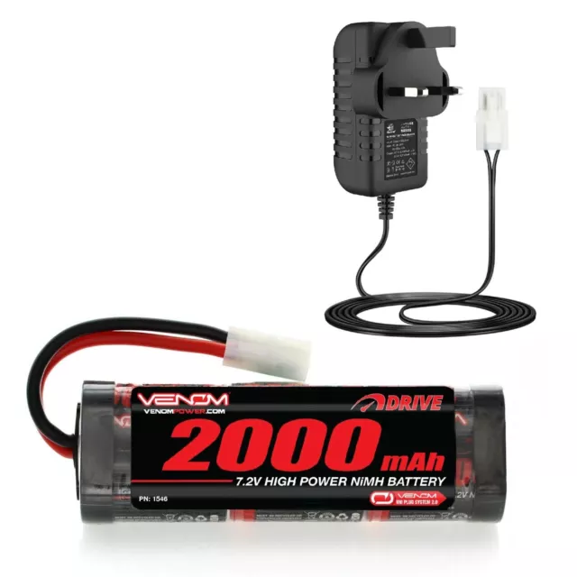 Venom 7.2v 2000mAh RC Car Battery NiMH and Charger for FTX HSP HPI - Tamiya Plug