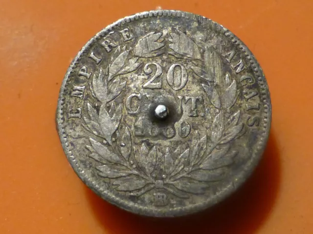 20 Cents (Argent) - Napoleon Iii - 1860 Bb - Rare & Qualite Tb ! (Marque Montage