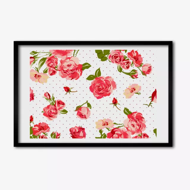 Póster Foto Arte de Pared Decoración Marco Negro Madera MDF 60x40 Rosas