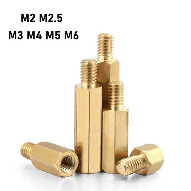 M2 M2.5 M3 M4M5 M6 Brass Hex Male-Female Spacers Standoff Pillar PCB Studs Screw