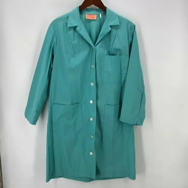 Fashion Seal Uniforms vintage green cotton lab doctors coat jacket pockets 38