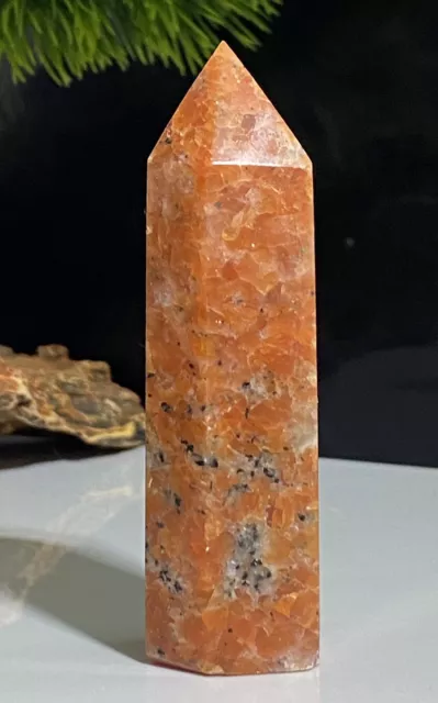 Around 85mm Lovely Chunky Orange Sun Stone Tower Crystal Quartz Obelisk Point