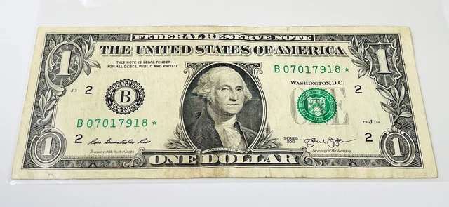2013 (B) Series One Dollar Duplicate Serial Star Note New York $1 Print Error FW