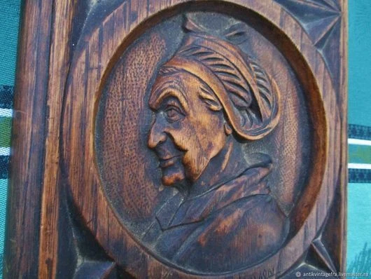 Panneau décoratif ancien bas-relief Bretonne sculpture bois XIXe siècle Antique