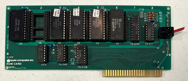 Vintage Apple II Computer ROM Expansion Card 1978 NonAuto start Monitor Complete