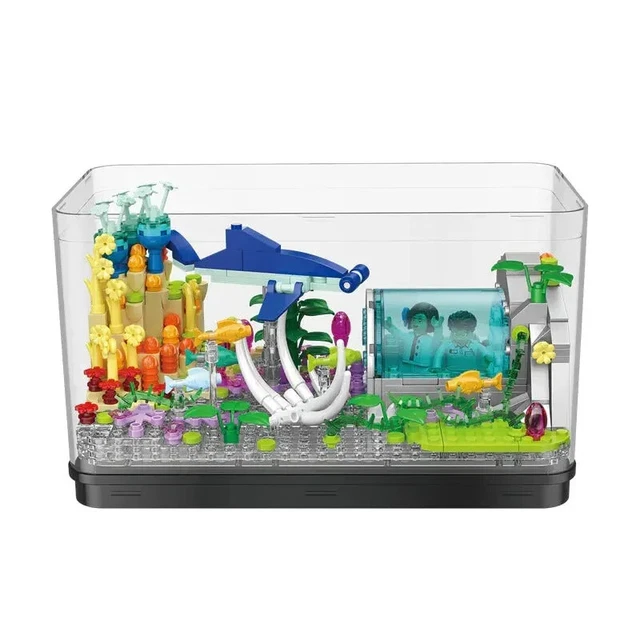 BUILDING BLOCKS SETS Creator MOC Aquarium Fish Tank MINI Bricks Toys ...