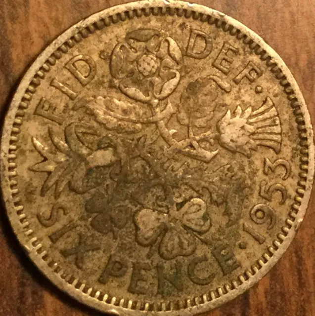 1953 Uk Gb Great Britain Sixpence Coin