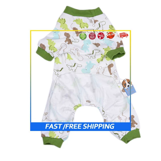 #B Pijama de algodón para perro dibujos animados de cuatro patas Hermosa ropa para mascotas (Dinosaurio X)