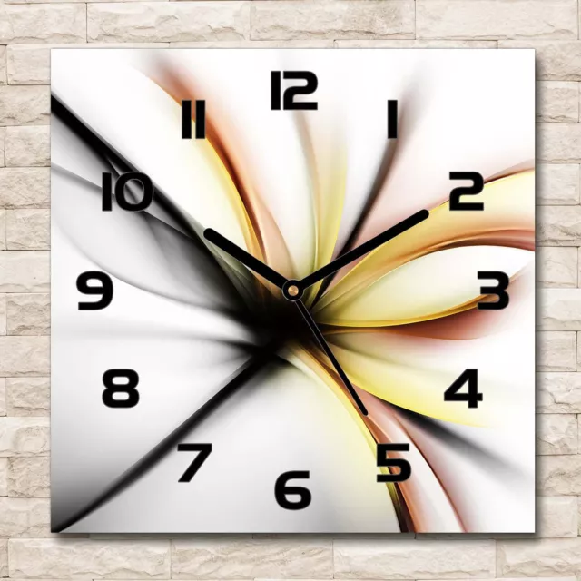 Reloj Decorativo de Vidrio Templado Estilo Moderno 30x30 Abstracción de flores F