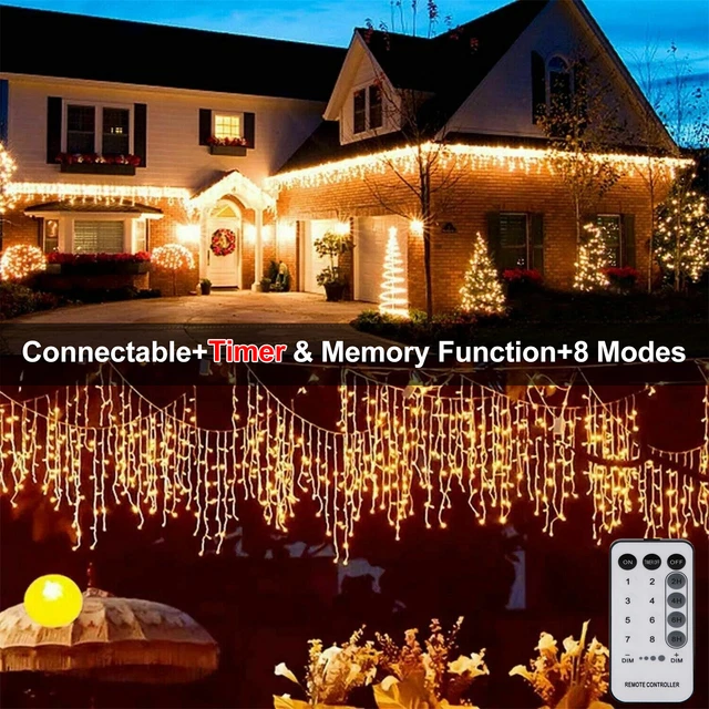 OUTDOOR ICICLE CHRISTMAS Lights LED Snowing Chaser Bright Party Wedding