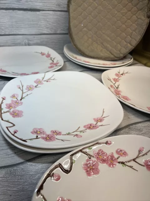 Metlox Poppytrail Peach Blossom 10” Dinner Plates Set of 8 W/ Storage Bag 3