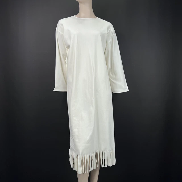 Costume di Halloween patatine fritte taglia unica da donna abito fantasma con frange bianco