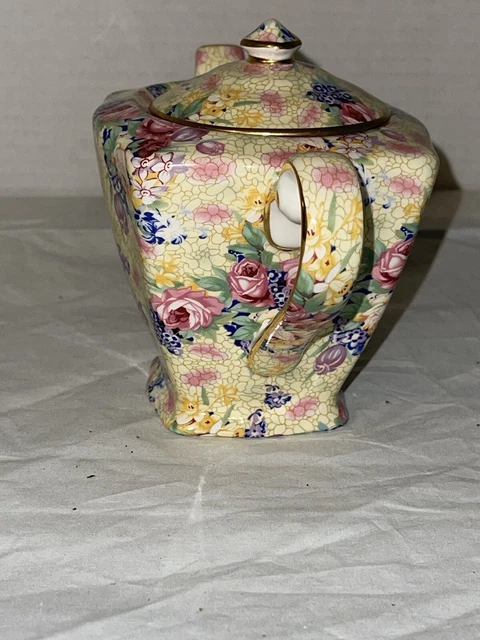Vtg. ROYAL WINTON WELBECK Grimwades Teapot Yellow Chintz Ascot England EC 4
