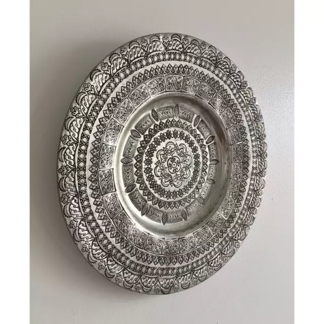 Handcrafted Nickel Plated Copper Wall Plate with Chisel Work, Beautiful Piece 2