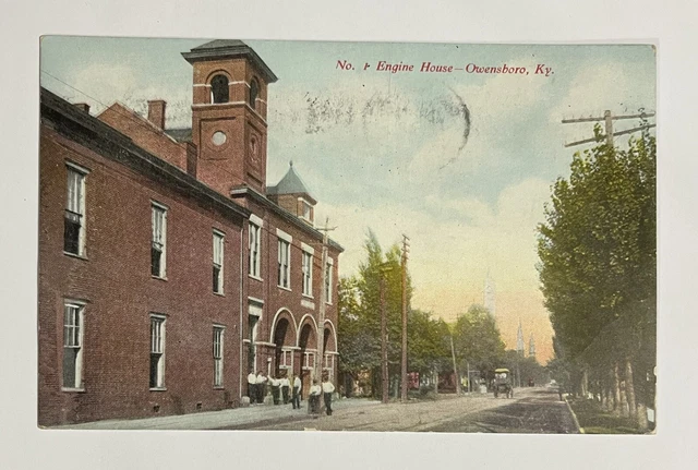 1910 Postcard No. 1 Engine House, Owensboro, Kentucky KY Fire Station