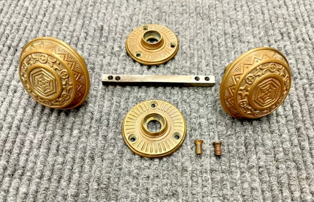 Antique Vintage Eastlake Victorian Ornate Door Knobs Escutcheon Rosette Plates