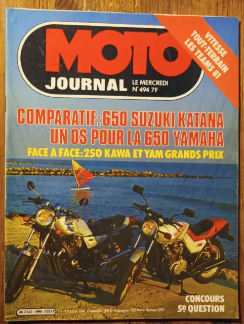 MOTO JOURNAL 494- SUZUKI 650 Katana/YAMAHA XJ 650 - BIMOTA 250- KAWASAKI 250 GP