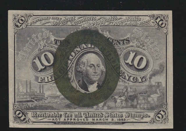 US 10c Fractional Currency Note 2nd Issue w/o Surcharge FR 1244 Ch AU (005)