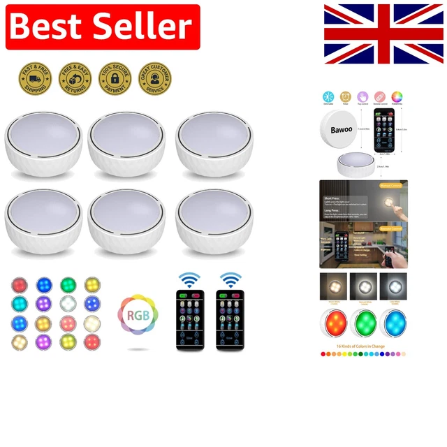 UNDER CABINET LIGHTS, RGBW Wireless LED Puck Lights Remote Control,3500 ...