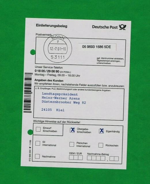 Handsignierter R+EIG-FDC „Landtag Schleswig-Holstein“ Landtagspräs. Bogen ESST !