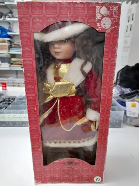 Leonardo Collection Christmas Doll 14" Inch Harmony Festive Xmas Red Porcelain