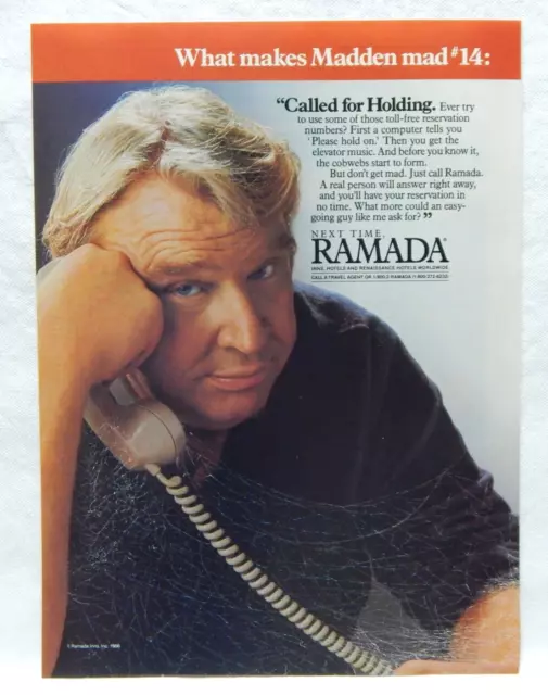 Ramada Hotel John Madden Advertising Page 1987